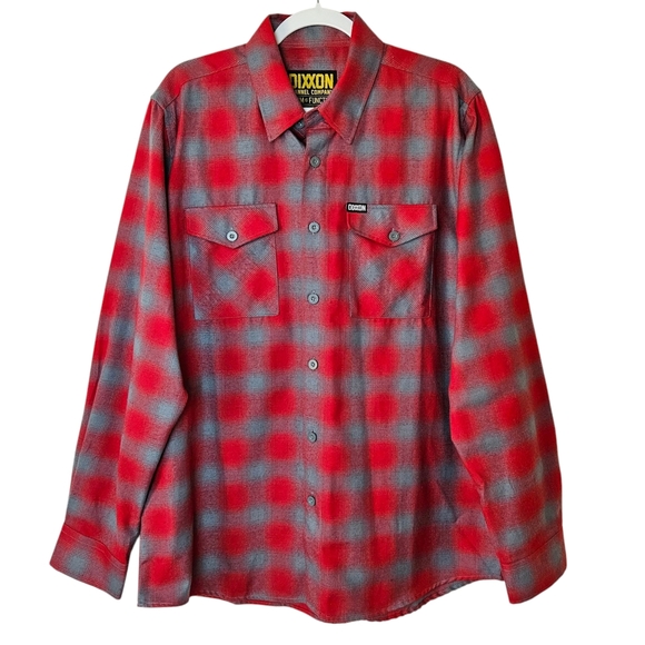 DIXXON The Pulaski OG  Flannel Men's Long Sleeve Button Down Red & Gray Shirt L - Picture 1 of 12